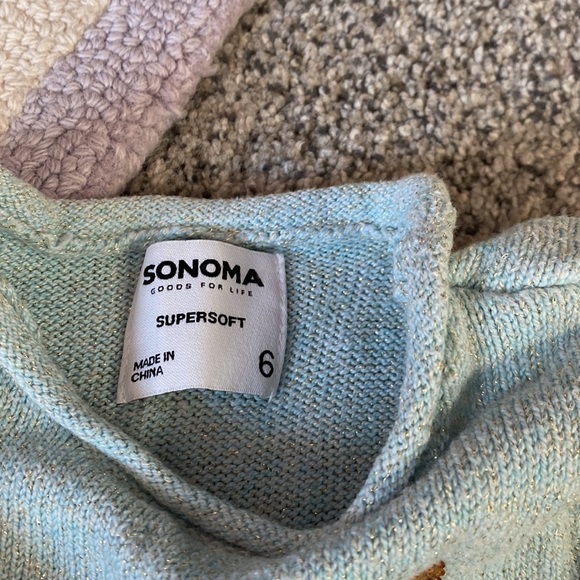 Sonoma girls festive sweater , teal with gold - Picture 3 of 3